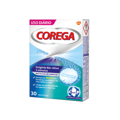 Corega Oxigénio Activo Pastilhas De Limpeza 30 pastilhas