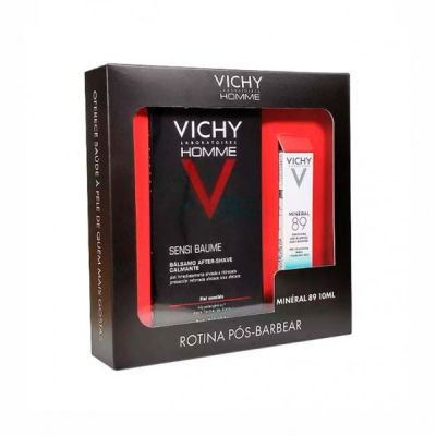 Vichy Homme Sensi Baume Bálsamo After Shave Calmante 75ml + Minéral 89 Concentrado Fortificante Rosto 10ml